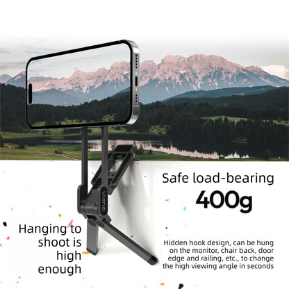 Silver Portable Magnetic Phone Mount with MagLock - Multi-Functional Foldable Tripod Stand for Desktop, V888-ELOSUNG48713
