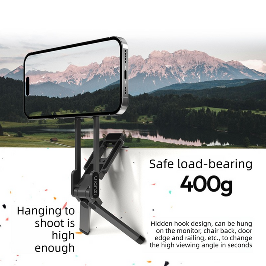 Black Portable Magnetic Phone Mount with MagLock - Multi-Functional Foldable Tripod Stand for Desktop, Travel V888-ELOSUNG48714