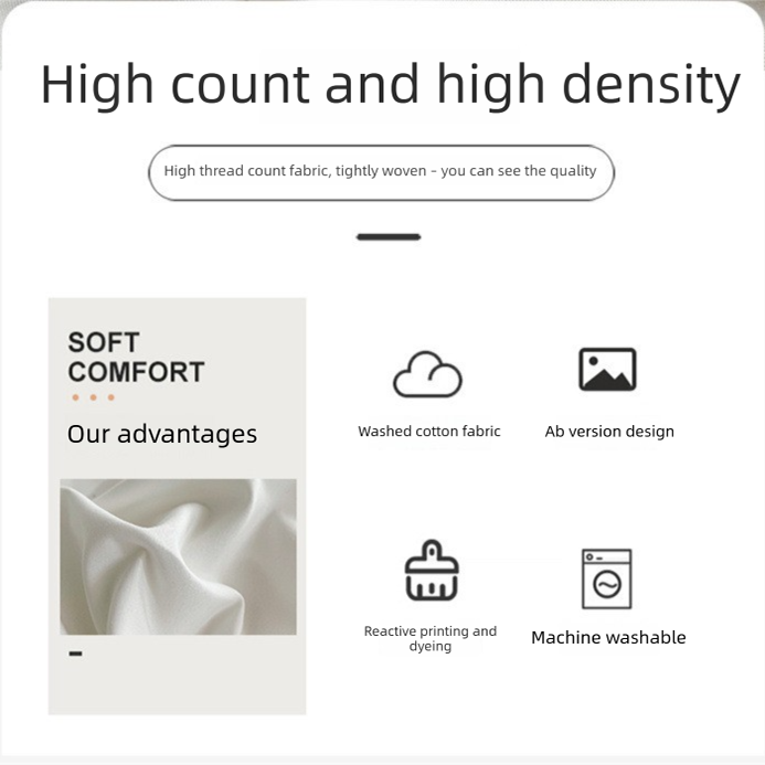 Baolan Light Grey Washed Cotton Bedding Set - Solid Color Fitted Sheet Style, 4-Piece Set for 1.5m Bed, V888-ELOSUNG48720