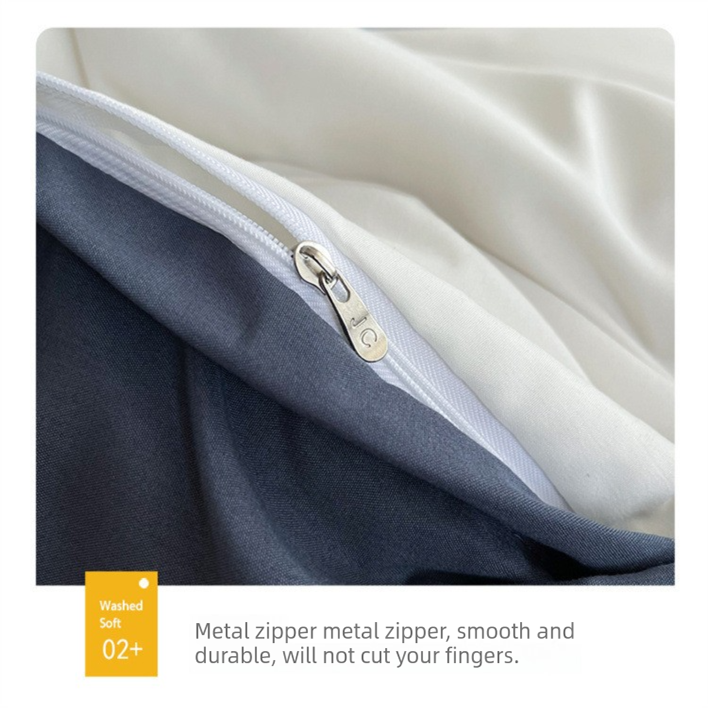 Baolan Light Grey Washed Cotton Bedding Set - Solid Color Fitted Sheet Style, 4-Piece Set for 1.5m Bed, V888-ELOSUNG48720