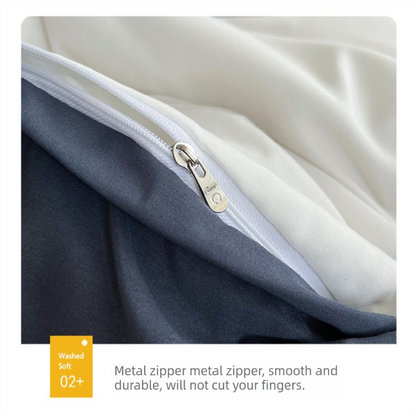 Baolan Light Grey Washed Cotton Bedding Set - Solid Color Fitted Sheet Style, 4-Piece Set for 1.5m Bed, V888-ELOSUNG48720
