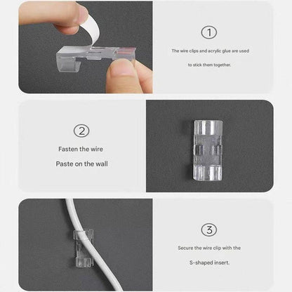 100 Pack Self-Adhesive Cable Clips Non-Marking Cord Management Holder for Desk and Car, Drill-Free Wire Fixer V888-ELOSUNG48791