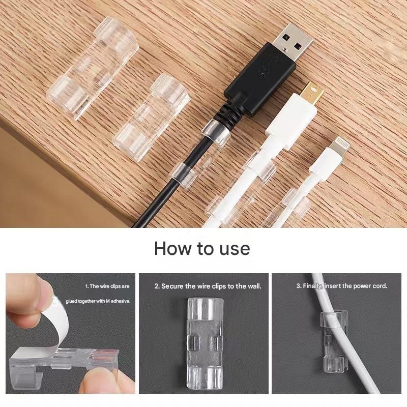 100 Pack Self-Adhesive Cable Clips Non-Marking Cord Management Holder for Desk and Car, Drill-Free Wire Fixer V888-ELOSUNG48793