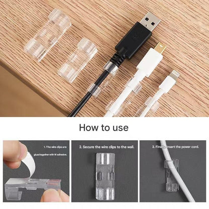 100 Pack Self-Adhesive Cable Clips Non-Marking Cord Management Holder for Desk and Car, Drill-Free Wire Fixer V888-ELOSUNG48793
