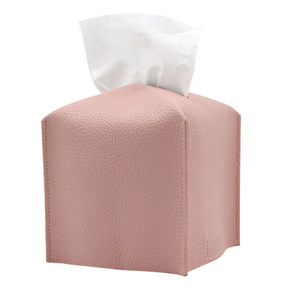 2 Pack Pink PU Leather Rectangular Tissue Box Covers Foldable Roll Paper Bag for Car Home and Bathroom Modern V888-ELOSUNG48821