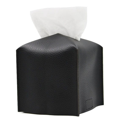 2 Pack Black PU Leather Rectangular Tissue Box Covers Foldable Roll Paper Bag for Car Home and Bathroom V888-ELOSUNG48822