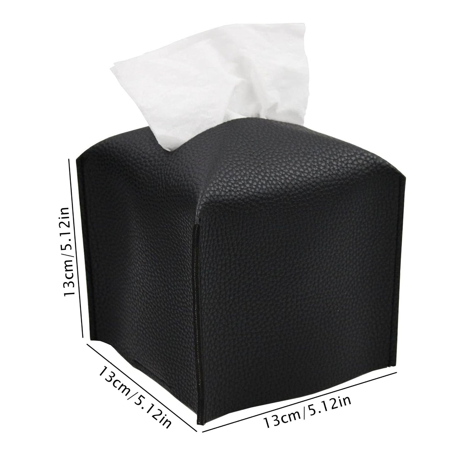 2 Pack Black PU Leather Rectangular Tissue Box Covers Foldable Roll Paper Bag for Car Home and Bathroom V888-ELOSUNG48822