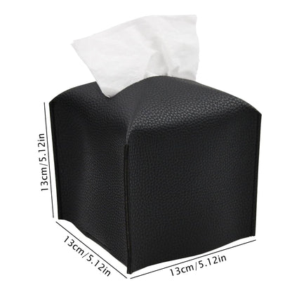 2 Pack Black PU Leather Rectangular Tissue Box Covers Foldable Roll Paper Bag for Car Home and Bathroom V888-ELOSUNG48822