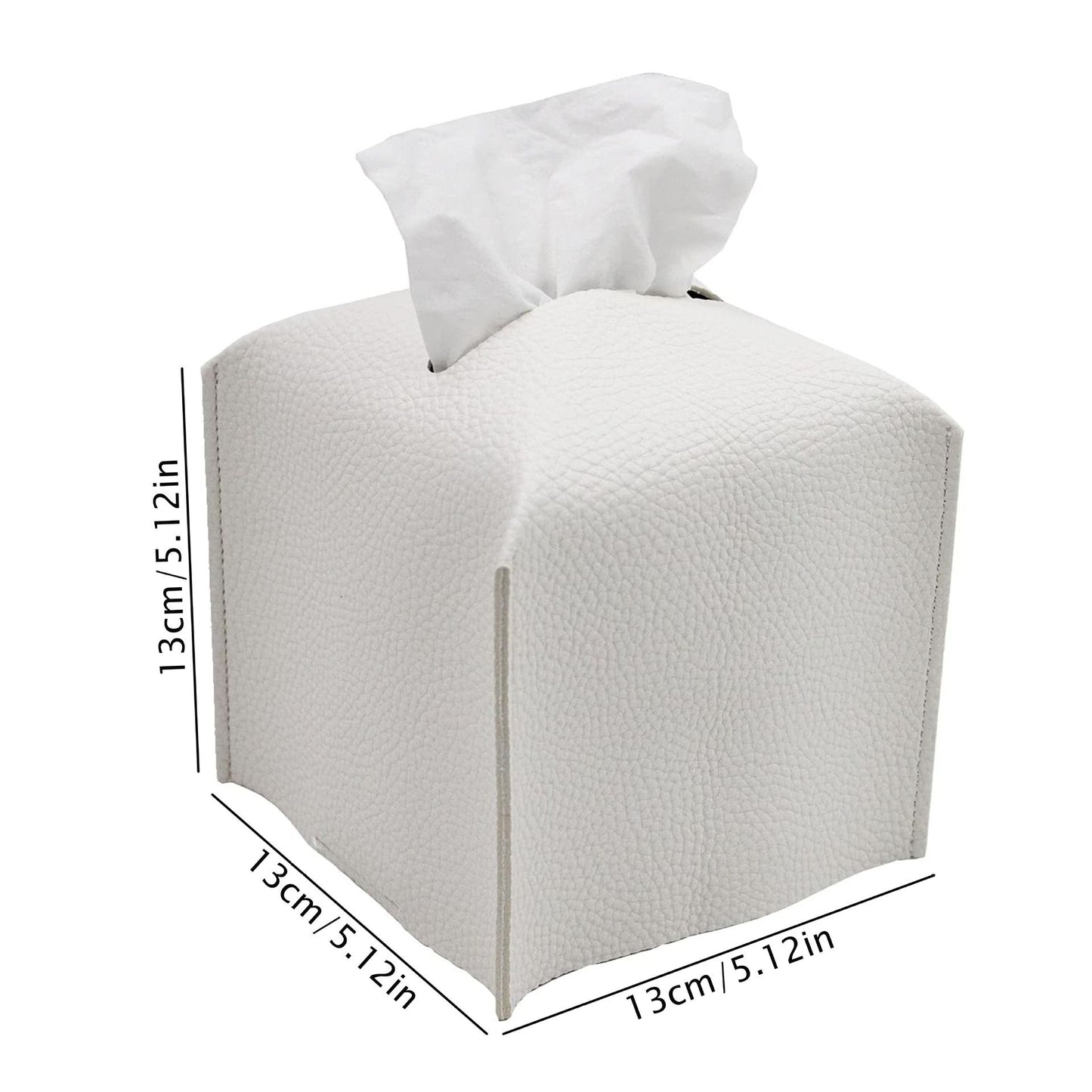 2 Pack White PU Leather Rectangular Tissue Box Covers Foldable Roll Paper Bag for Car Home and Bathroom V888-ELOSUNG48823