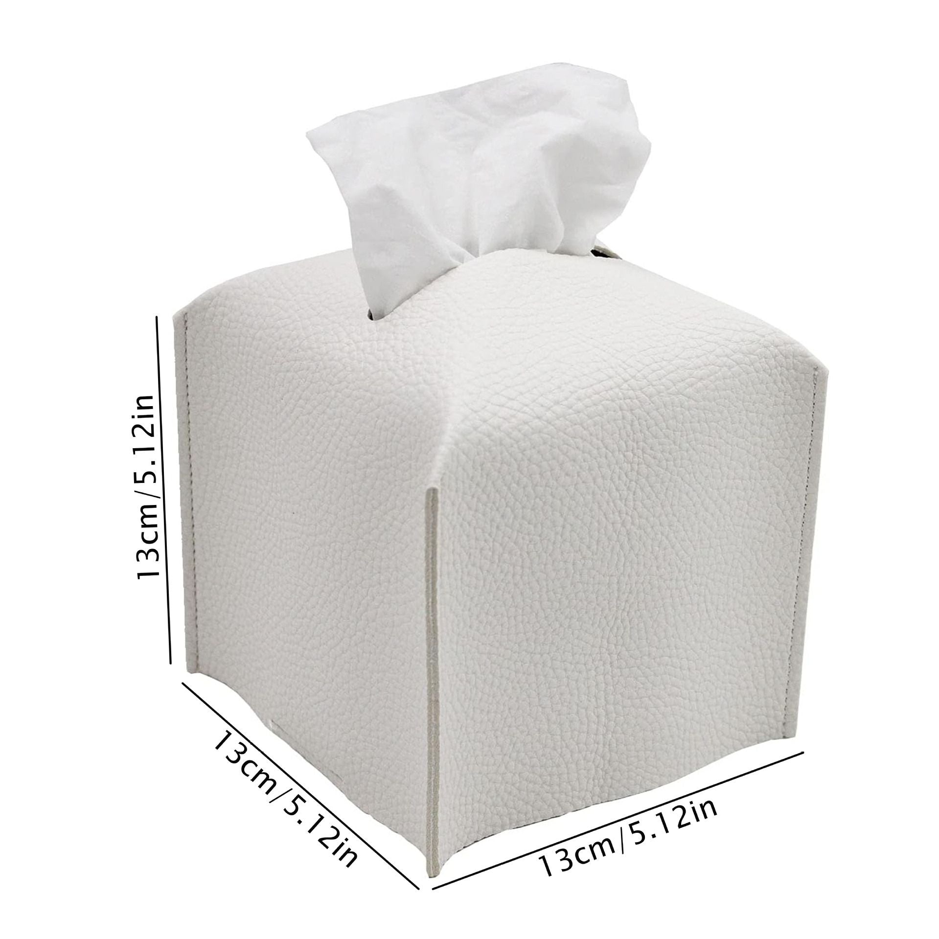 2 Pack White PU Leather Rectangular Tissue Box Covers Foldable Roll Paper Bag for Car Home and Bathroom V888-ELOSUNG48823