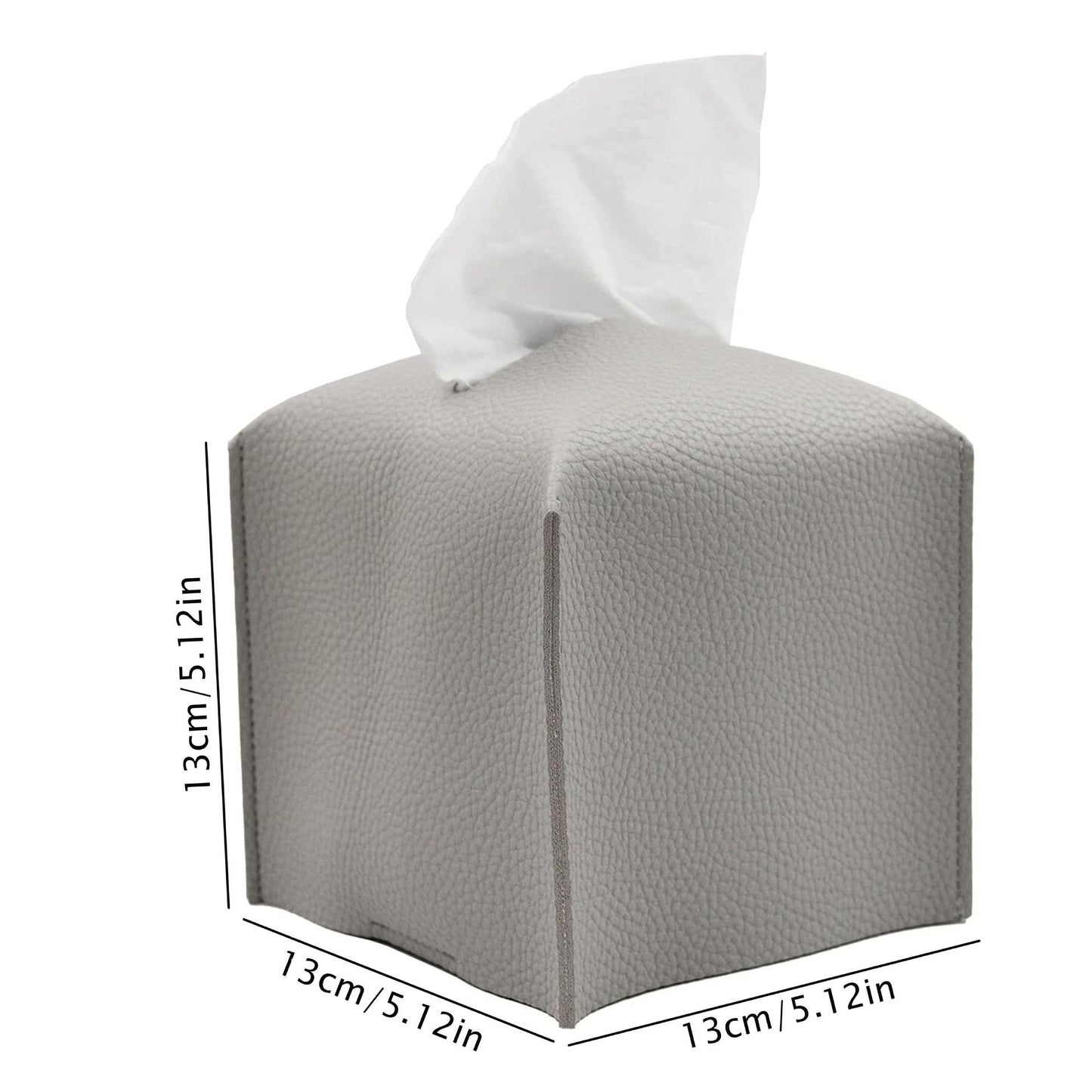 2 Pack Grey PU Leather Rectangular Tissue Box Covers Foldable Roll Paper Bag for Car Home and Bathroom Modern V888-ELOSUNG48824