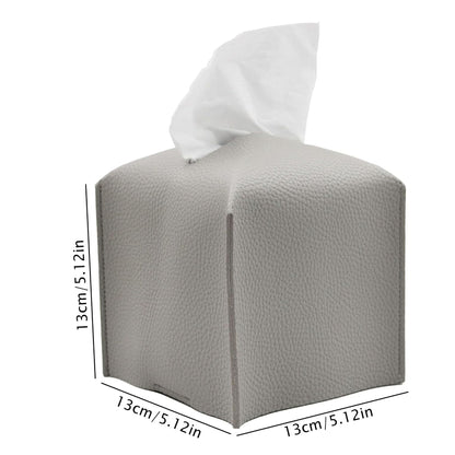 2 Pack Grey PU Leather Rectangular Tissue Box Covers Foldable Roll Paper Bag for Car Home and Bathroom Modern V888-ELOSUNG48824