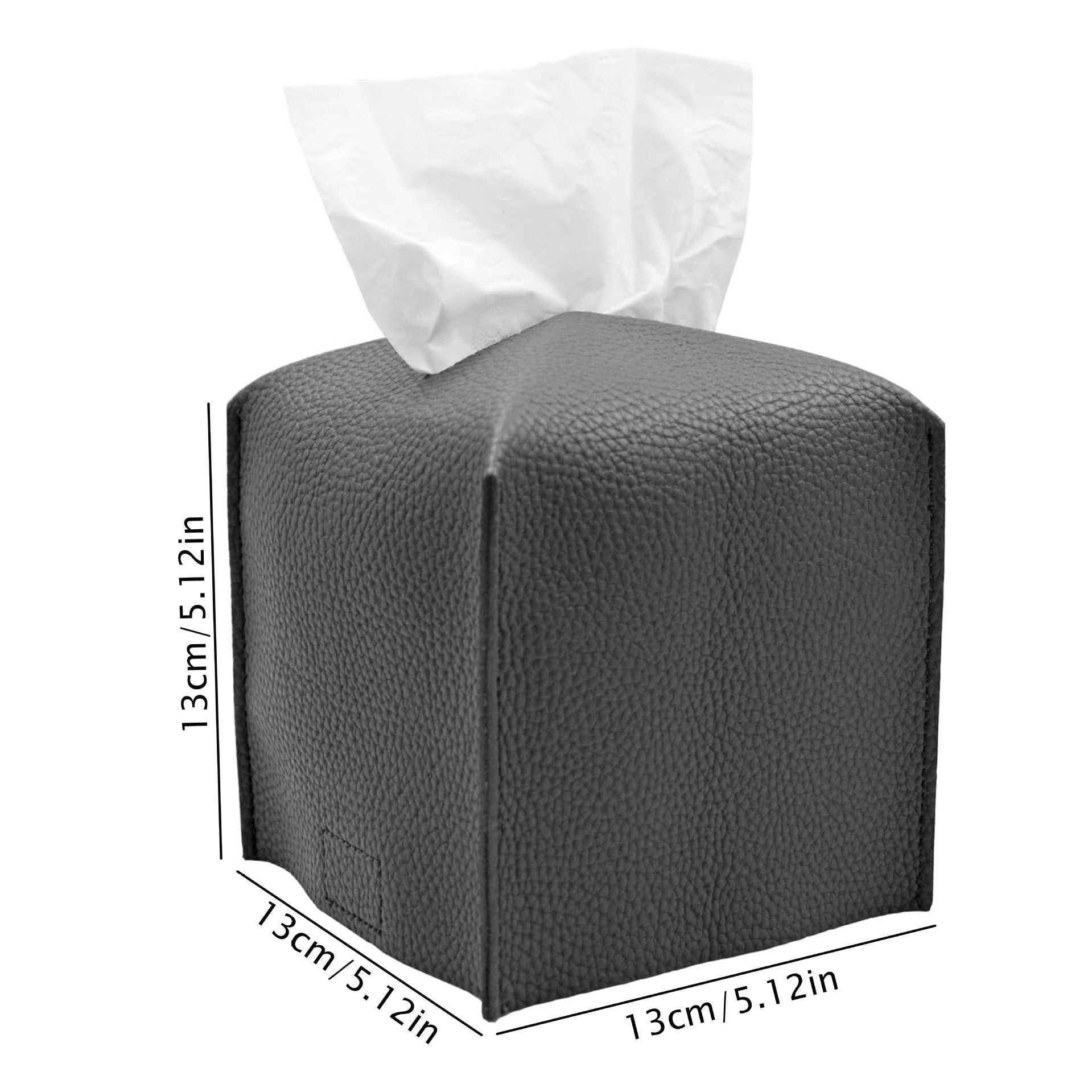2 Pack Dark grey PU Leather Rectangular Tissue Box Covers Foldable Roll Paper Bag for Car Home and Bathroom V888-ELOSUNG48825