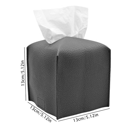 2 Pack Dark grey PU Leather Rectangular Tissue Box Covers Foldable Roll Paper Bag for Car Home and Bathroom V888-ELOSUNG48825