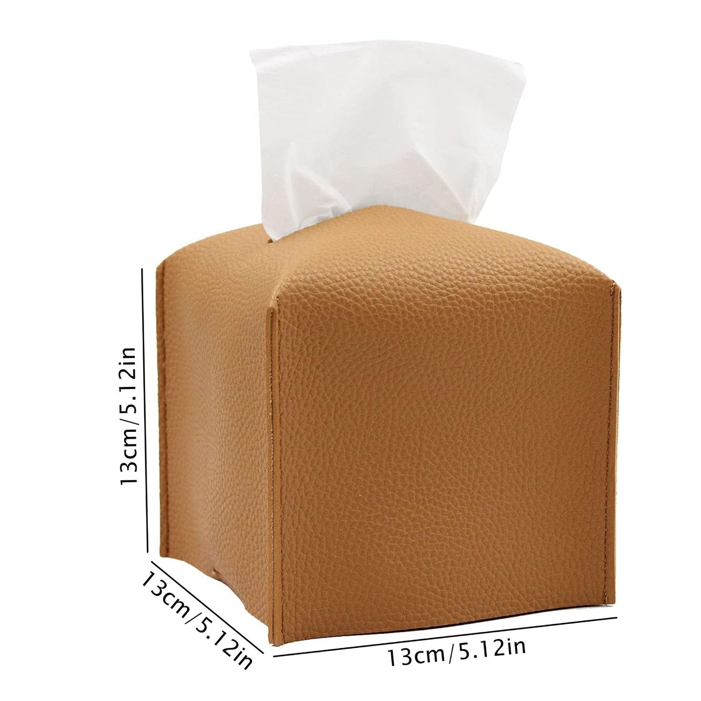 2 Pack Brown PU Leather Rectangular Tissue Box Covers Foldable Roll Paper Bag for Car Home and Bathroom V888-ELOSUNG48827