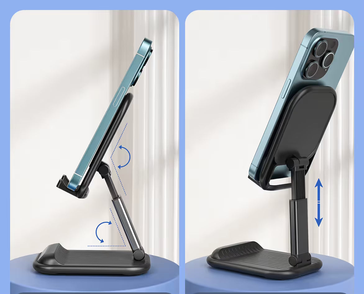 White Adjustable Desktop Phone Stand Telescopic Foldable Portable Tablet Holder for Home Office and Streaming V888-ELOSUNG48831