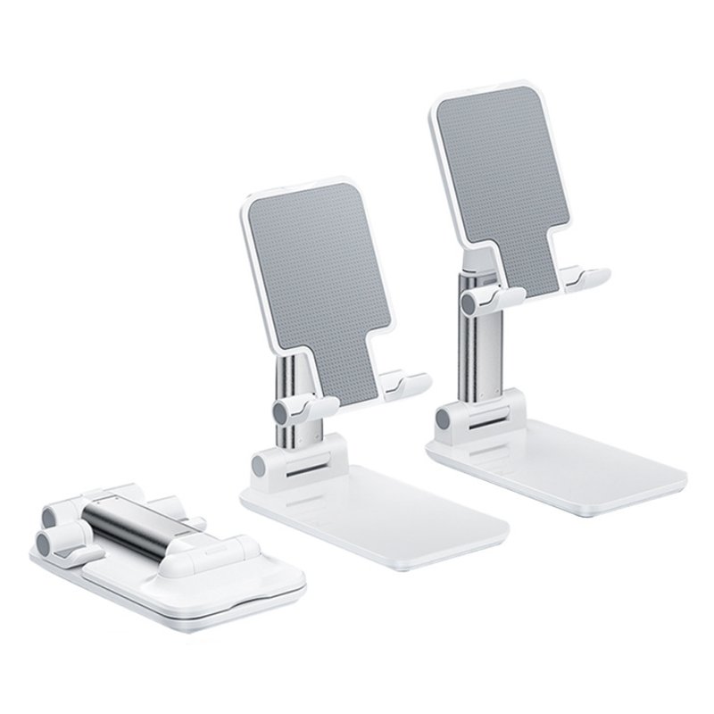 White Adjustable Desktop Phone Stand with Height Extension and Foldable Design for Online Classes and V888-ELOSUNG48834