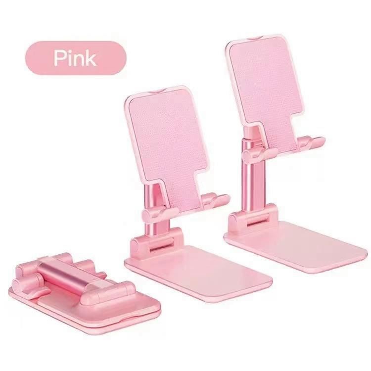 Pink Adjustable Desktop Phone Stand with Height Extension and Foldable Design for Online Classes and V888-ELOSUNG48837
