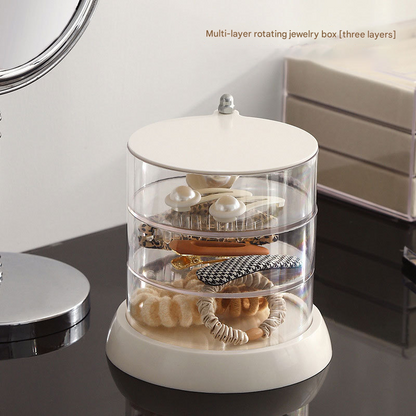 Rotating Jewelry Storage Box Transparent Multi-Compartment Design for Earrings and Hair Accessories V888-ELOSUNG48842