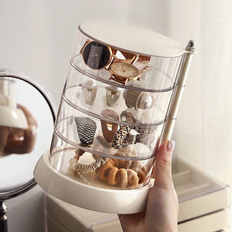 Rotating Jewelry Storage Box Transparent Multi-Compartment Design for Earrings and Hair Accessories V888-ELOSUNG48842