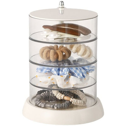 Rotating Jewelry Storage Box Transparent Multi-Compartment Design for Earrings and Hair Accessories V888-ELOSUNG48843