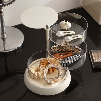 Rotating Jewelry Storage Box Transparent Multi-Compartment Design for Earrings and Hair Accessories V888-ELOSUNG48843