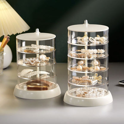Rotating Jewelry Storage Box Transparent Multi-Compartment Design for Earrings and Hair Accessories V888-ELOSUNG48843