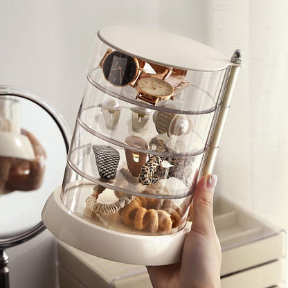 Rotating Jewelry Storage Box Transparent Multi-Compartment Design for Earrings and Hair Accessories V888-ELOSUNG48844