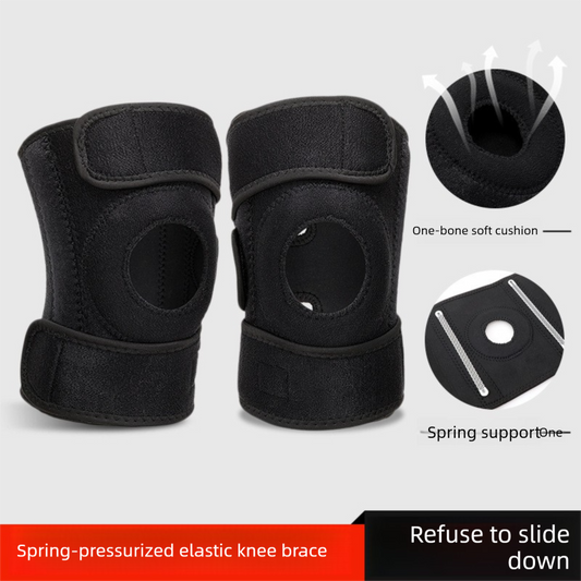 Black Upgraded Sport Knee Pads with Dual Spring Support and Shock Absorption for Basketball Cycling and V888-ELOSUNG48861