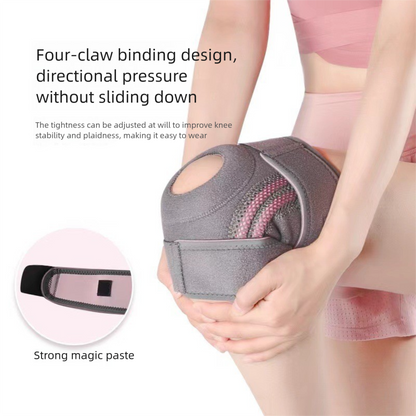 Grayish pink Adjustable Open Patella Knee Brace with Spring Support and Compression Straps for Basketball V888-ELOSUNG48863