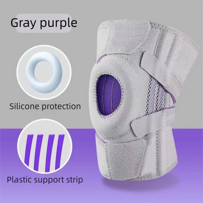 Grayish purple Adjustable Open Patella Knee Brace with Spring Support and Compression Straps for Basketball V888-ELOSUNG48864