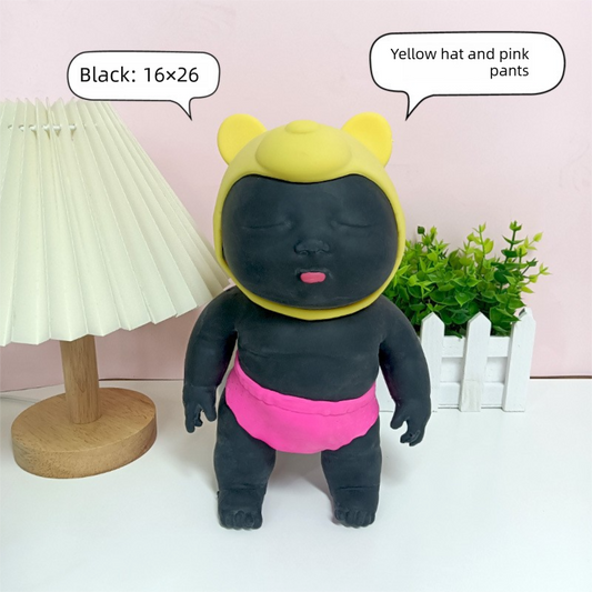 Black 26CM Large Squeeze Ugly Doll Stress Relief Toy Slow Rebound TPR Sand-Filled Squishy Figure for Local V888-ELOSUNG48874