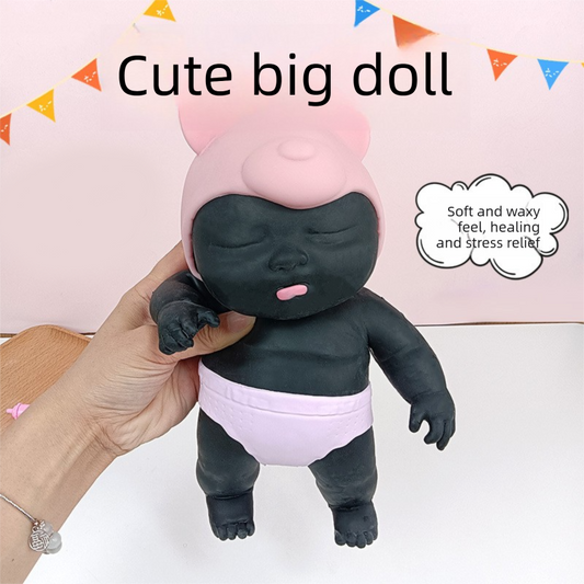 Black 26CM Large Squeeze Ugly Doll Stress Relief Toy Slow Rebound TPR Sand-Filled Squishy Figure for Local V888-ELOSUNG48876