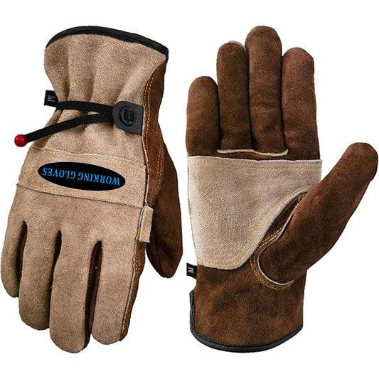Size L Durable Cowhide Work Gloves for Welding Gardening and Outdoor Camping Thorn Proof Heat Resistant Hand V888-ELOSUNG48880