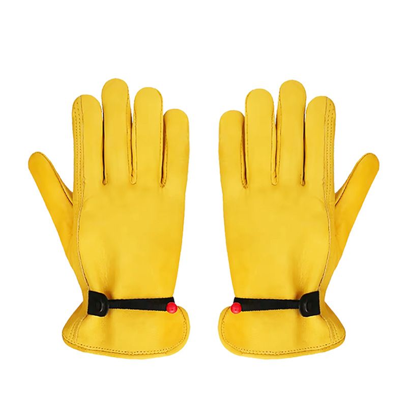 Size XL Golden Yellow Top-Grain Cowhide Protective Work Gloves, Durable Wear-Resistant Labor Safety Solution V888-ELOSUNG48885