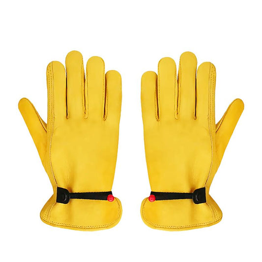 Size XL Golden Yellow Top-Grain Cowhide Protective Work Gloves, Durable Wear-Resistant Labor Safety Solution V888-ELOSUNG48885