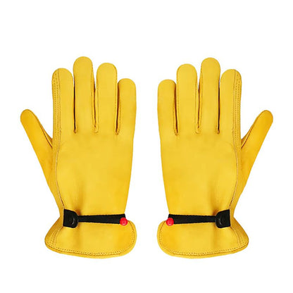 Size XXL Golden Yellow Top-Grain Cowhide Protective Work Gloves, Durable Wear-Resistant Labor Safety Solution V888-ELOSUNG48886