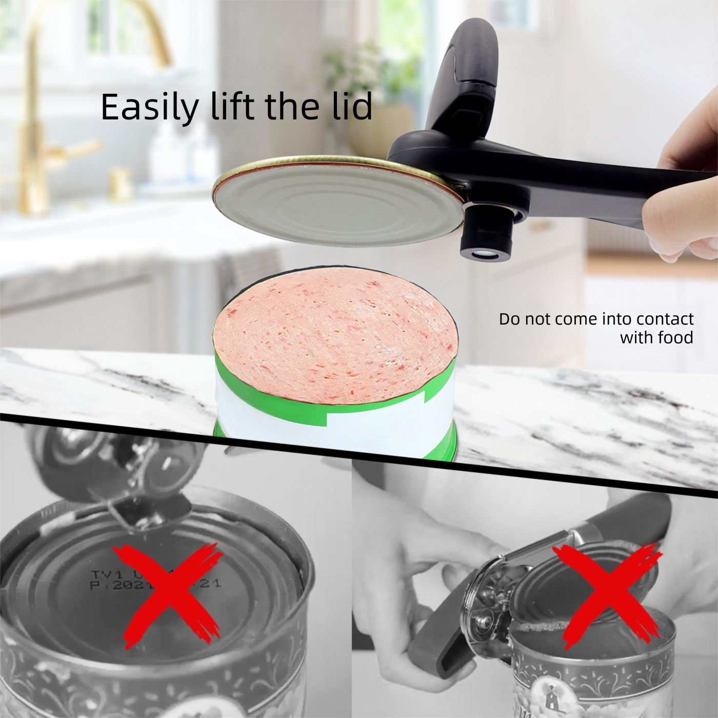 Blue Multifunctional Manual Can Opener with Safe Smooth Edge Cutting Effort-Saving Design for Home Kitchen V888-ELOSUNG48889