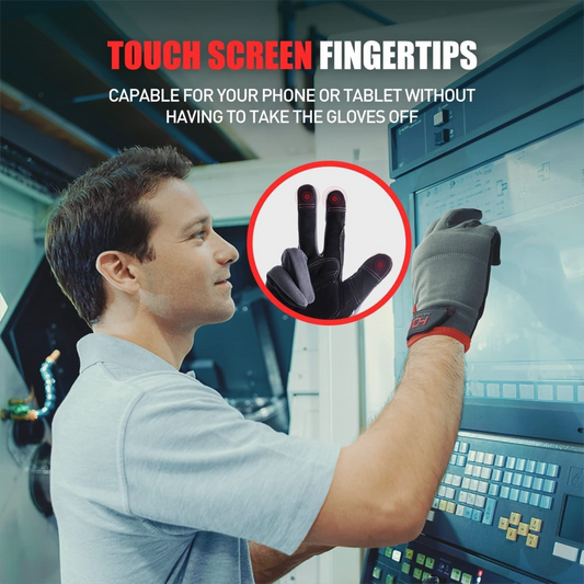 Size L Touchscreen Work Gloves - Reinforced Padded Palm with Shock Absorption - Lightweight Flexible Mechanic V888-ELOSUNG48896