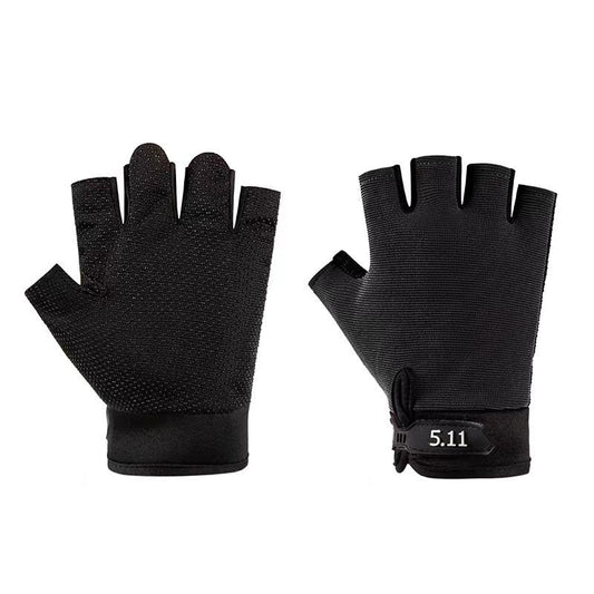 Black Tactical Half Finger Gloves with Hard Knuckle Protection - Non-Slip Breathable Combat Gloves for Men V888-ELOSUNG48902