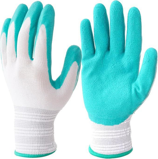 3 Pairs Blue Gardening Gloves with Breathable Latex Coating - Non-Slip Protective Work Gloves for Yard Work V888-ELOSUNG48908