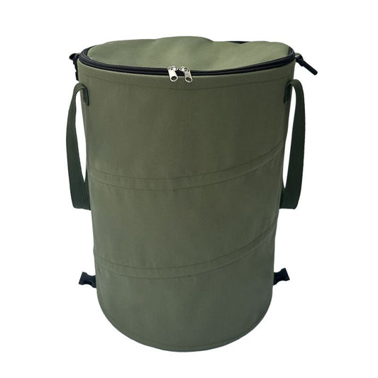 Army green Foldable Camping Trash Can with Lid - Large Capacity Heavy Duty Pop Up Rubbish Bin - Portable V888-ELOSUNG48919