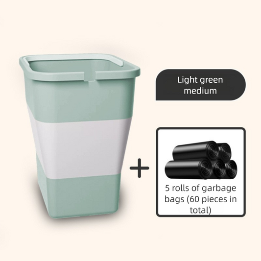 Light green Foldable Car Trash Can and Multi-Functional Storage Bin - Includes 5 Rolls of Bags - Leak-Proof V888-ELOSUNG48922
