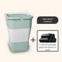 Light green Foldable Car Trash Can and Multi-Functional Storage Bin - Includes 5 Rolls of Bags - Leak-Proof V888-ELOSUNG48922