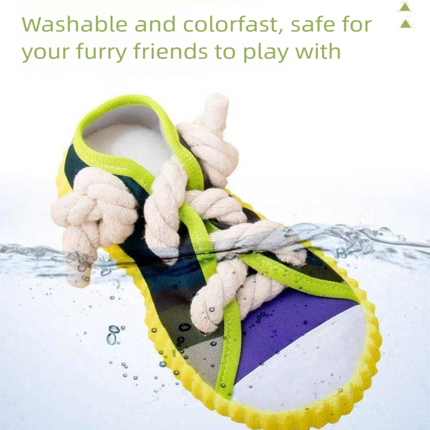 Grey Squeaky Canvas Shoe Dog Toy - Durable Realistic Sneaker Design for Chewing and Teething, Interactive V888-ELOSUNG48942