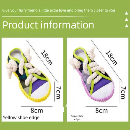 Grey Squeaky Canvas Shoe Dog Toy - Durable Realistic Sneaker Design for Chewing and Teething, Interactive V888-ELOSUNG48942