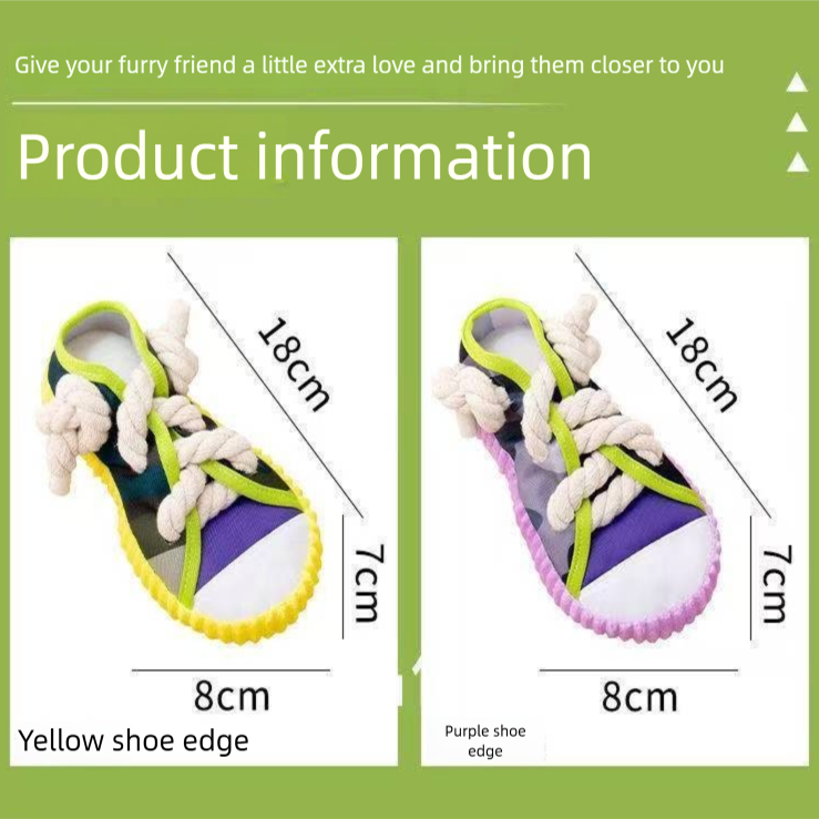 Yellow Squeaky Canvas Shoe Dog Toy - Durable Realistic Sneaker Design for Chewing and Teething, Interactive V888-ELOSUNG48943