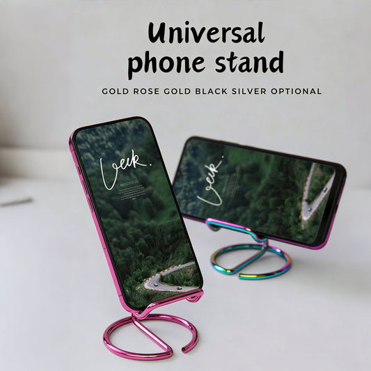 2-Pack Black Universal Aluminum Phone Stand - Minimalist One-Piece Metal Tablet Holder - Durable Integrated V888-ELOSUNG48963