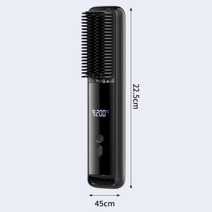 Pink Wireless Rechargeable Hair Straightener Brush with LCD Display - USB-C Fast Charging, 3 Heat Settings, V888-ELOSUNG48977