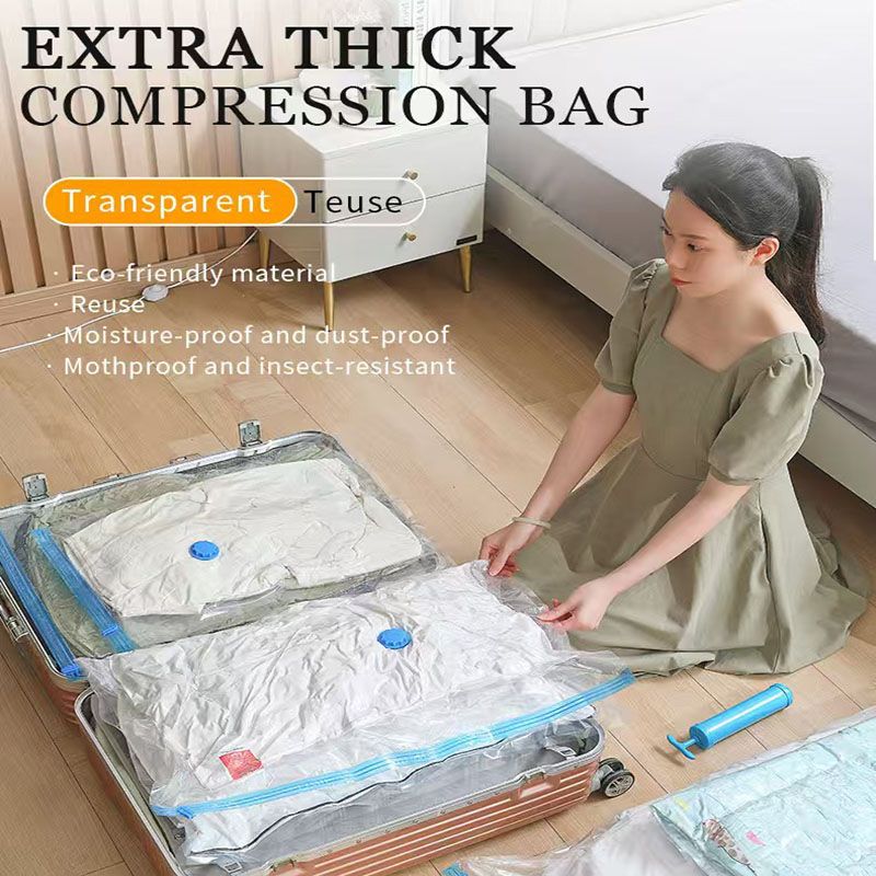 6-Piece Vacuum Storage Bags Set with Hand Pump - Multi-Size Space Saver for Quilts, Clothes & Duvets V888-ELOSUNG48987